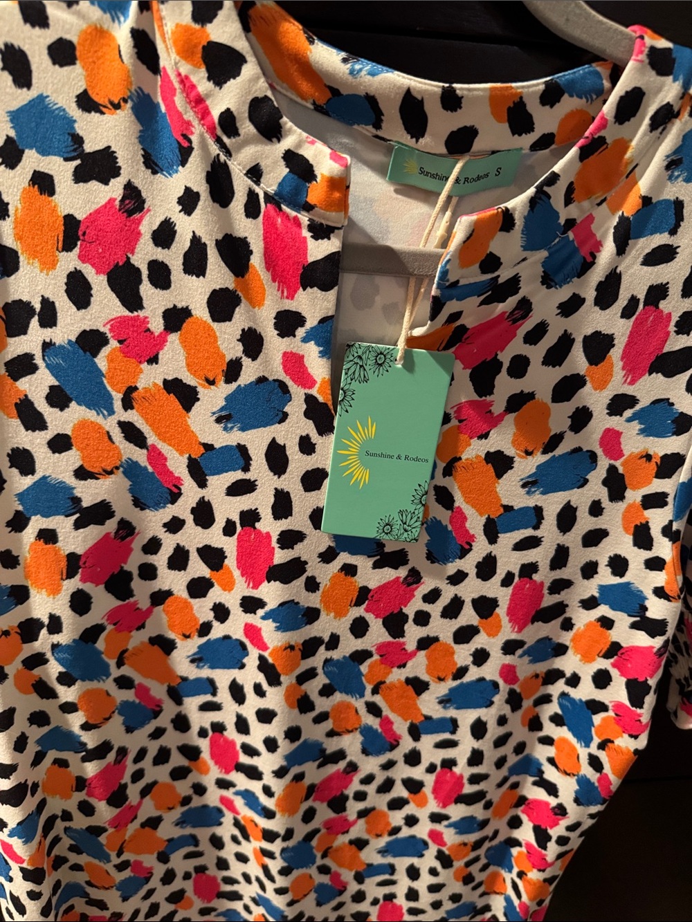 Sunshine & Rodeos Women's White Multi-Color Print Blouse